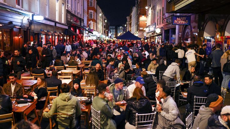 People enjoying a night out in London&#39;s West End