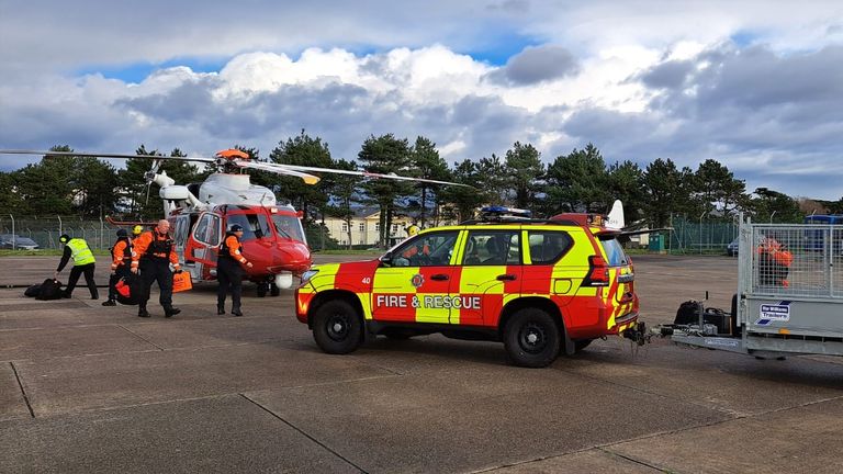 Fire and Rescue teams from the UK mainland have been dispatched to help Pic: Jersey Police / Twitter 