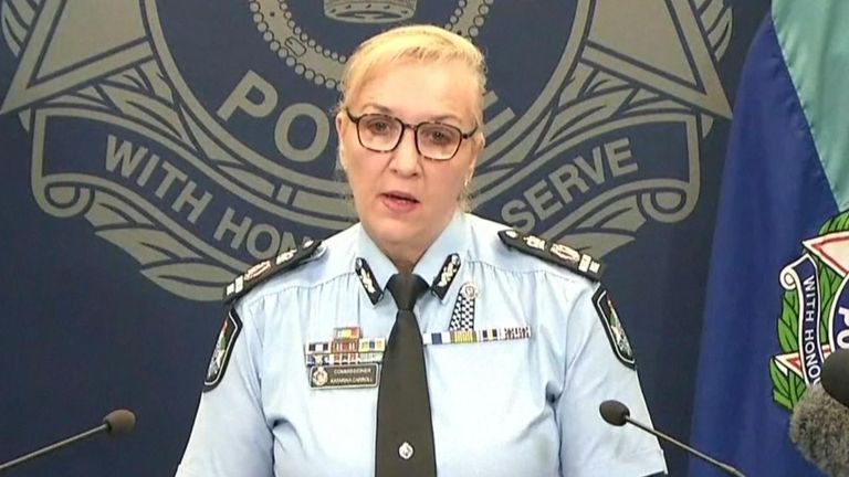 Queensland Police Commissioner Katarina Carroll reacts to news that officers have been killed