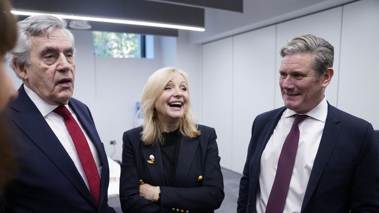 Labour leader Sir Keir Starmer, former Prime Minister Gordon Brown and Mayor of West Yorkshire, Tracy Brabin, at Nexus, University of Leeds, in Yorkshire, to launch a report on constitutional change and political reform that would spread power, wealth and opportunity across the UK 