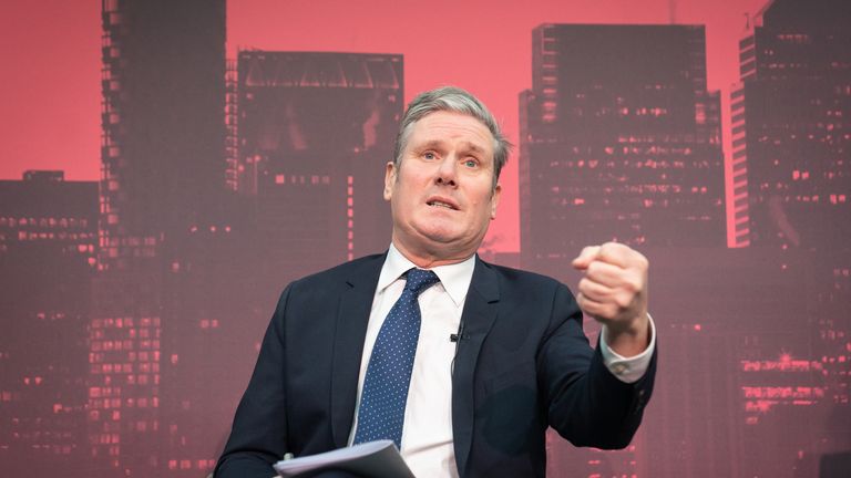 Labor leader Sir Keir Starmer speaks at the Labor business conference at Canary Wharf, London.  The conference brings together Labor politicians and senior representatives from the world of business to discuss Labour's plans to reboot the economy.  Picture date: Thursday December 8, 2022.