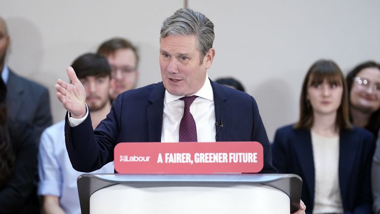 Labour leader Sir Keir Starmer, during a Labour Party press conference at Nexus, University of Leeds