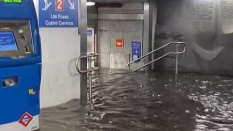 Flooding at Madrid metro station