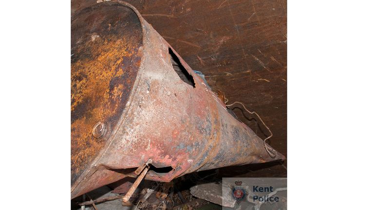 Undated handout photo issued by Kent Police of an image of an oil drum which was shown in the court case of Mark Brown who has been found guilty at Hove Crown Court of murdering escorts Leah Ware and Alexandra Morgan in Sussex last year. Issue date: Thursday December 1, 2022.