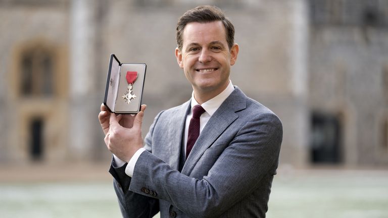 Mr. Matthew Baker, Trustee, Children in Need, from Buckland Common, is made a Member of the Order of the British Empire by King Charles III at Windsor Castle.