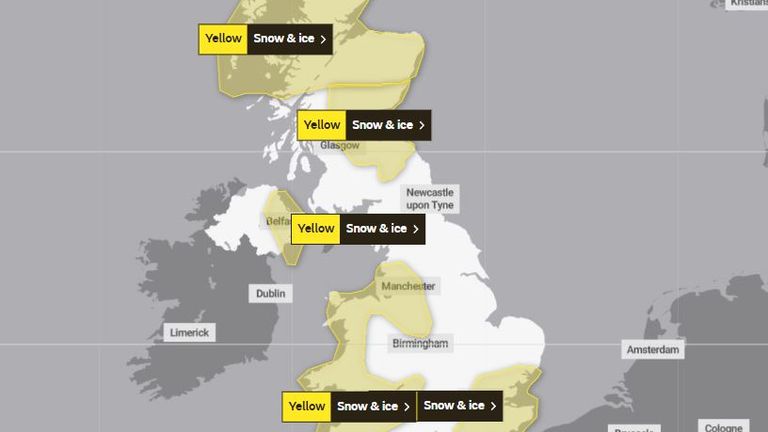 Sunday weather warning from the Met Office