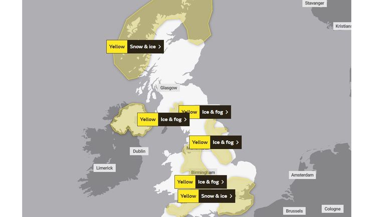 Met Office warnings for Monday