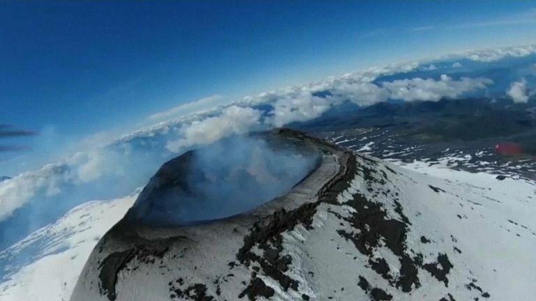 Mount Villarrica in Chile is emitting gas