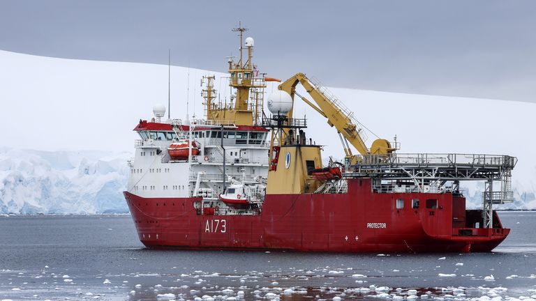 Embargoed until Saturday 3 December 2230 An undated handout photo released by the Department of Defense of HMS Protector at Port Rockroy, Antarctica. Royal Navy sailors have come to the aid of four women working at a remote Antarctic science base after snow buried some buildings. Release date: Saturday, December 3, 2022.