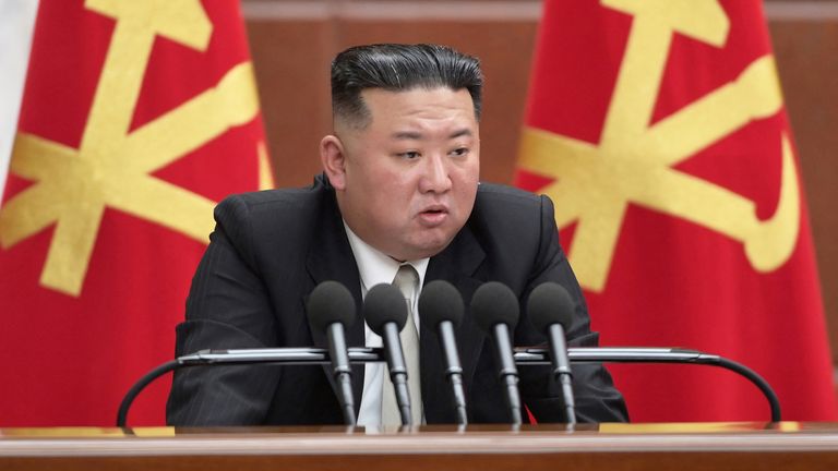 North Korean leader Kim Jong Un attends the sixth enlarged meeting of the eighth Central Committee of the Workers&#39; Party in Pyongyang, North Korea