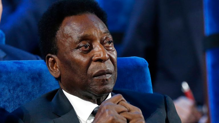 Pele attends the 2018 World Cup draw at the Kremlin in Moscow