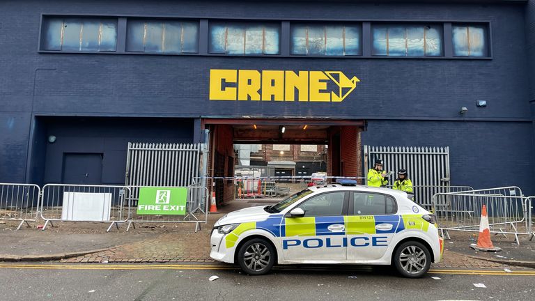 Police outside the Crane nightclub in Digbeth, Birmingham,