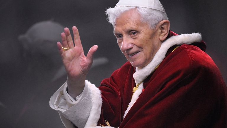 Pope Benedict XVI prays with the Secular Christian Community of Taiz in St. Peter's Square at the Vatican.  December 29, 2012 PIC:AP