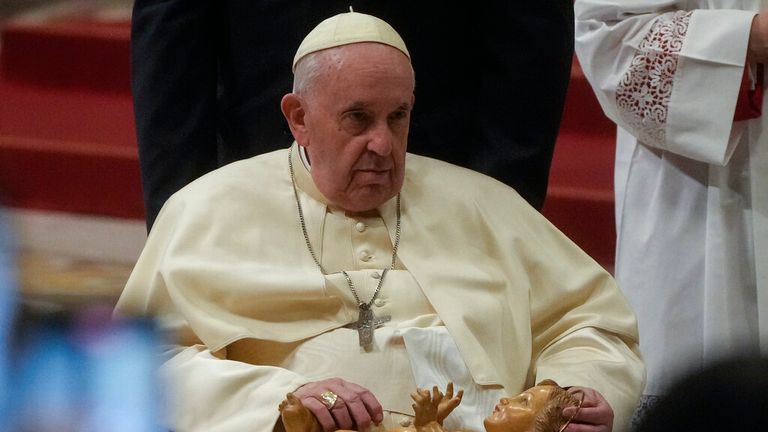 Pope rebukes those 'ravenous' for power in annual Christmas Eve mass |  World News | Sky News