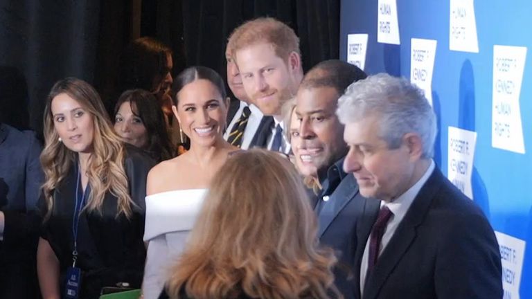 Duke and Duchess of Sussex arrive at an awards ceremony in New York