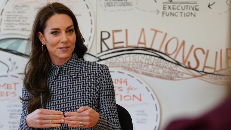 The Princess of Wales during her visit to the Child Development Center at Harvard University, in Cambridge, Boston, Massachusetts