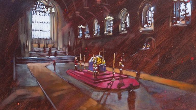 Mr Paske&#39;s painting of the Queen&#39;s lying in state