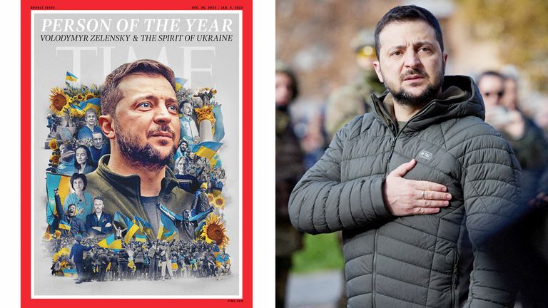 Volodymyr Zelenskyy and 'the spirit of Ukraine' named Time magazine's 2022 Person of the Year|World News|Sky News