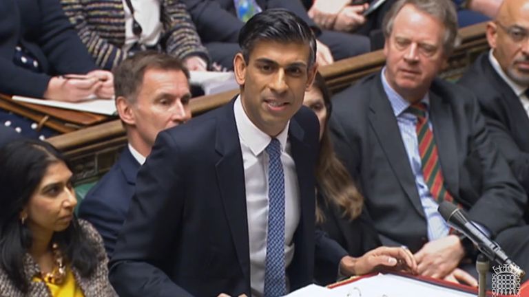 Prime Minister Rishi Sunak speaks during Prime Minister&#39;s Questions in the House of Commons, London. Picture date: Wednesday December 14, 2022.
