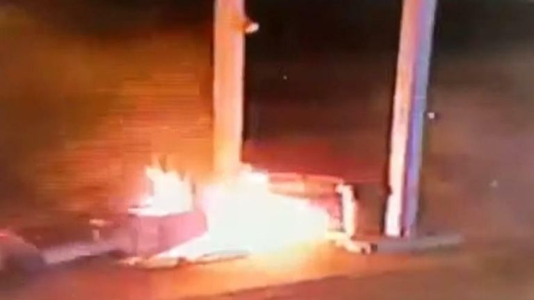 An 18-year-old man was arrested after admitting to starting a fire at a gas station pump when &#39;trying to do a burnout&#39; in Rochester, New York.