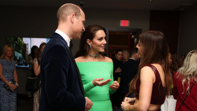 The Prince and Princess of Wales talk to Ellie Goulding at the second annual Earthshot Prize Awards Ceremony at the MGM Music Hall at Fenway, in Boston, Massachusetts, during which the 2022 winners will be unveiled. Picture date: Friday December 2, 2022.