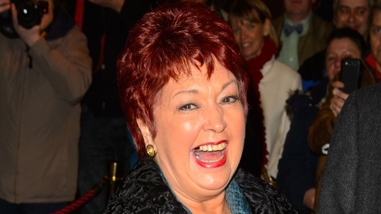Madoc arriving at the press night for the Full Monty in 2014