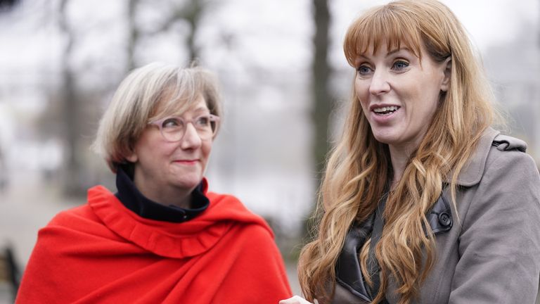 Labour Deputy leader Angela Rayner (right) meeting newly elected Labour MP Samantha Dixon 