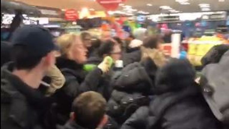 Scuffles in an Aldi store in Chlemsford over Prime drink. @LABS240519 via Storyful

