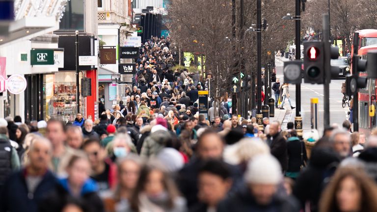 People shopping on Oxford Street in London. Picture date: Thursday December 29, 2022.