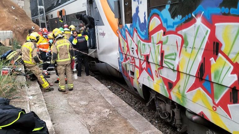 Two trains have collided in Spain&#39;s Catalonia region. Pic: Rodalies Catalunya