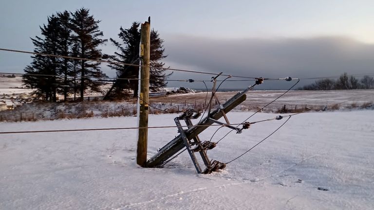 Power lines were broken in the snow storms. PIC: SSEN