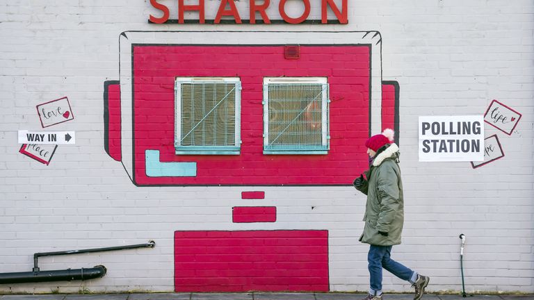 A woman leaves Sharon Youth Center in Stratford after voting in the Stratford and Urmston by-election after Kate Green stepped down.  Nine candidates are vying to succeed her as Labor MP for Greater Manchester South West.  Photo date: Thursday, December 15, 2022.