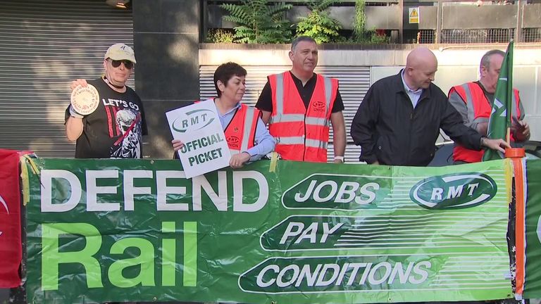 Rail strikers protest