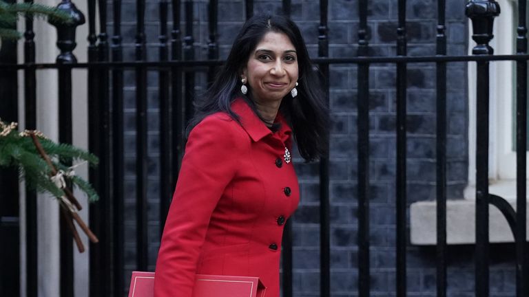 Home Secretary Suella Braverman arrives in Downing Street, London, ahead of a Cabinet meeting 