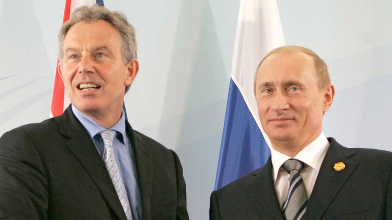 Tony Blair and Vladimir Putin in 2007. Pic: AP