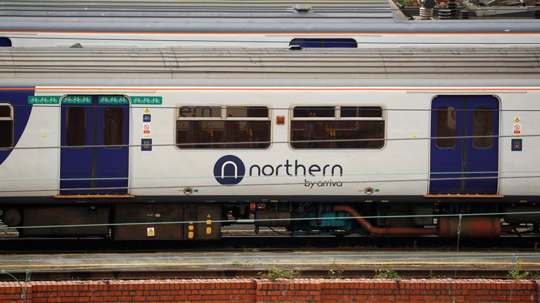 A Northern Rail train leaves Stockport railway station in Stockport in 2018