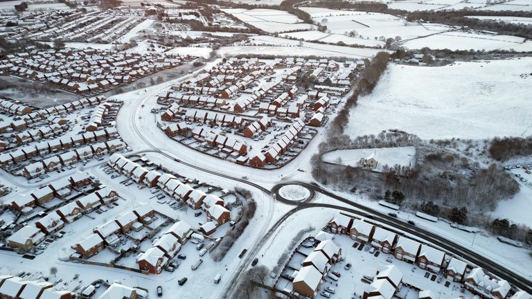 Overnight snow in Consett, County Durham. Parts of the UK are being hit by freezing conditions with the UK Health Security Agency (UKHSA) issuing a Level 3 cold weather alert covering England until Monday and the Met Office issuing several yellow weather warnings for snow and ice in parts of the UK over the coming days. Picture date: Friday December 9, 2022.