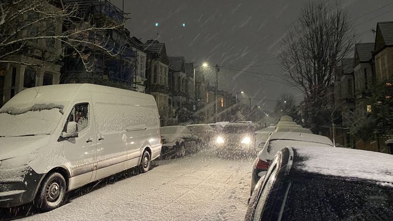 A snow-covered street in north-west London. Snow and ice have swept across parts of the UK, with cold wintry conditions set to continue for days. Picture date: Sunday December 11, 2022.