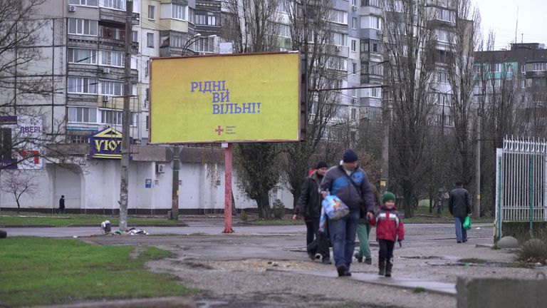 Ukrainian billboard celebrating liberation