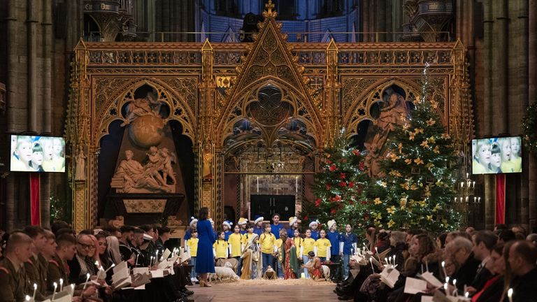 EMBARGOED TO 2230 THURSDAY DECEMBER 22 The St Marys Ukrainian Choir perform during the &#39;Together at Christmas&#39; Carol Service at Westminster Abbey in London. Picture date: Thursday December 15, 2022.