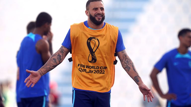 England right-back Kyle Walker in training ahead of their World Cup quarter-final against France
