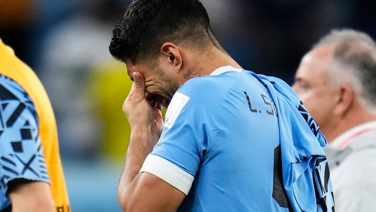 Luis Suarez in tears after Uruguay&#39;s World Cup exit