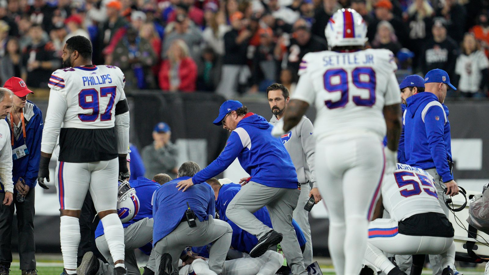 Damar Hamlin: Buffalo Bills star given CPR on pitch after dramatic collapse during NFL game