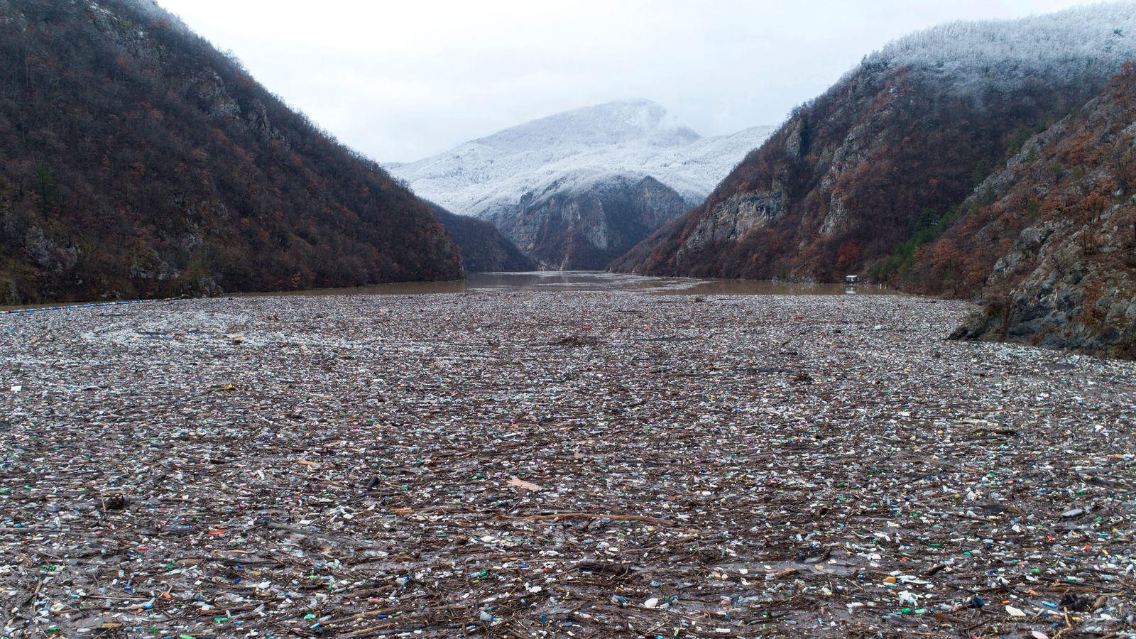 Balkan river known for its breathtaking scenery becomes floating rubbish dump