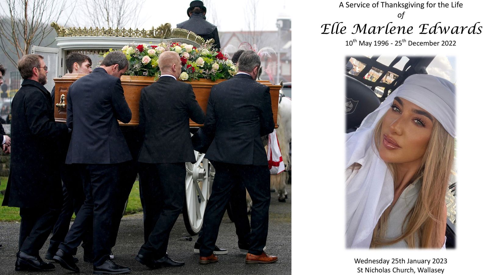 Elle Edwards' father carries her coffin into funeral as hundreds pay