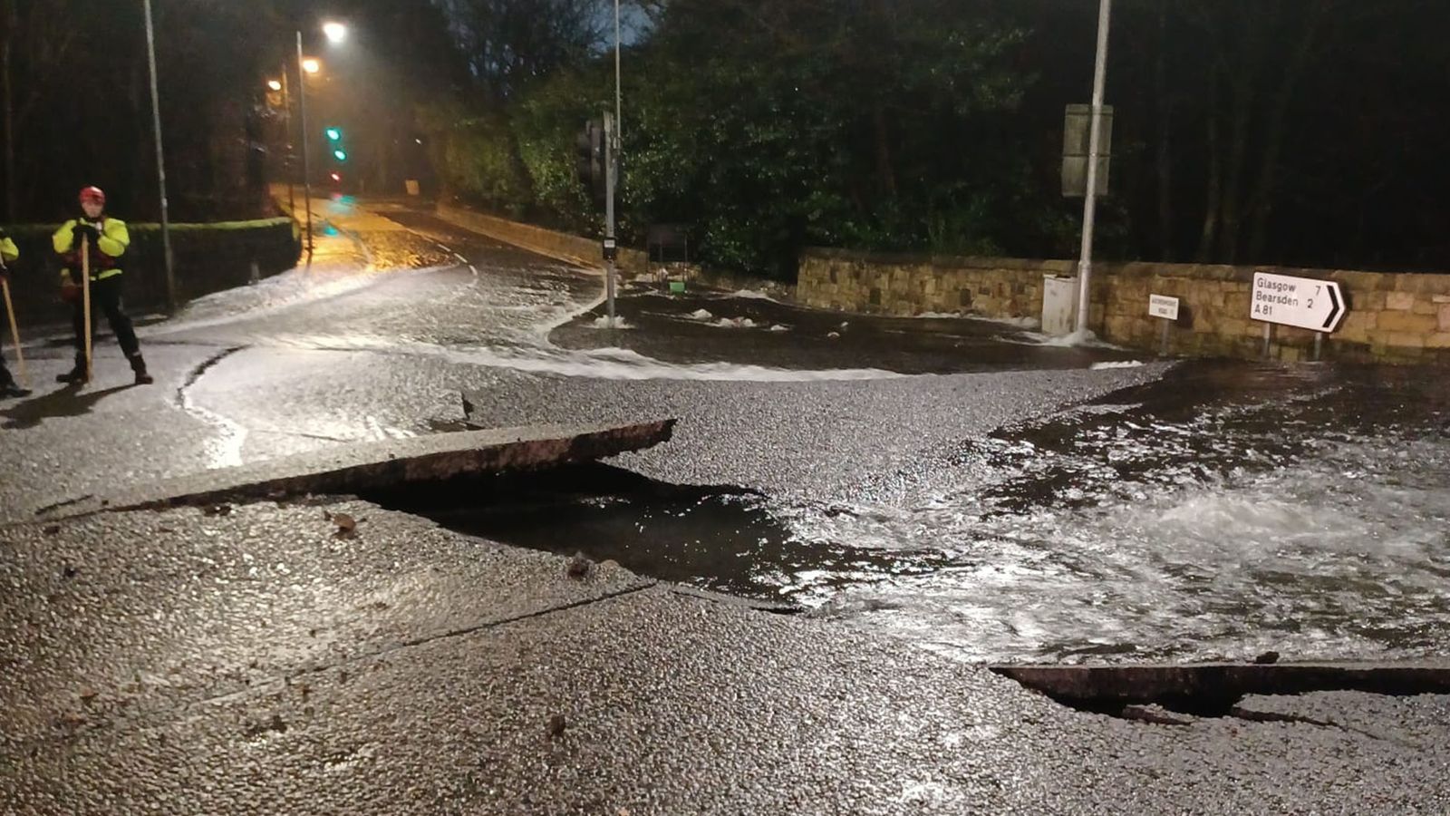 Scottish Water apologises after burst water main in Milngavie cut off 250,000 customers and cracked road | UK News