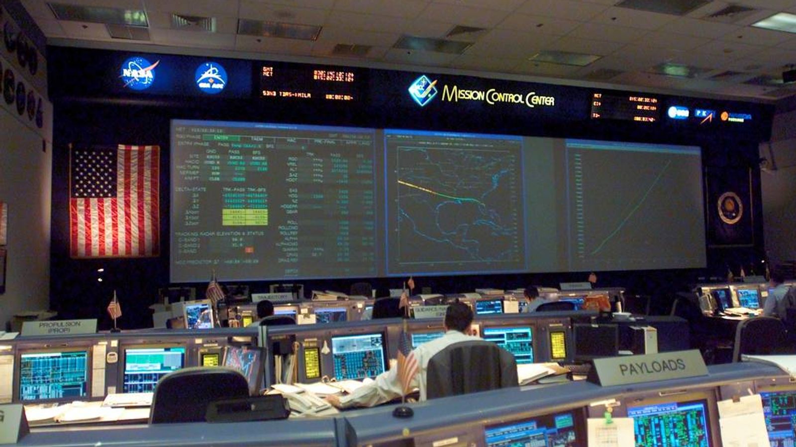 NASA's mission control centre at the moment it lost contact with Columbia. Pic: NASA