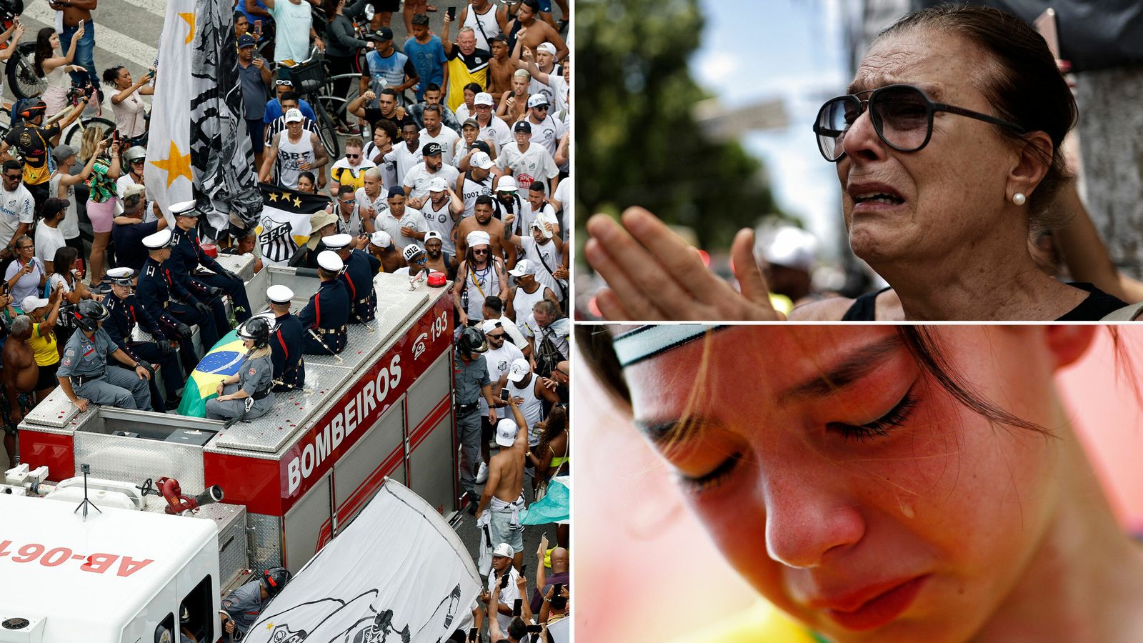 Pele's coffin carried through streets of Santos as public bid final farewell to football legend