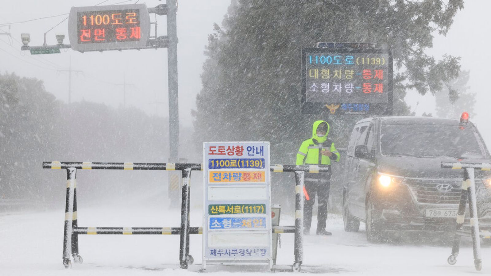 Thousands swarm airport in South Korea and five die in Japan as snow