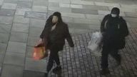 CCTV image dated 07/01/23 of Mark Gordon and Constance Marten walking through Flower and Dean Walk near Brick Lane, east London